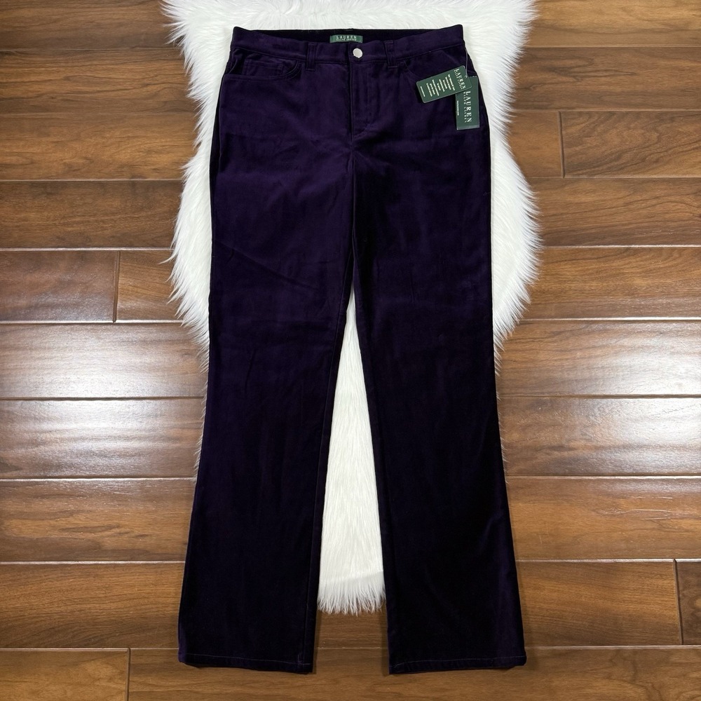 Vintage Lauren Ralph Lauren Women's Size 8 Purple Velvet Straight Leg Pants